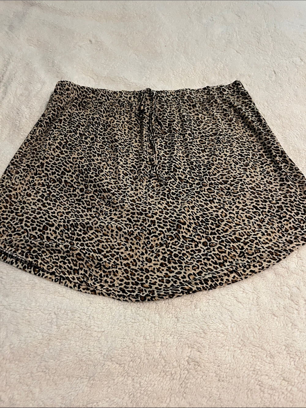 SHEIN Beige and Black Leopard Print Skater Skirt